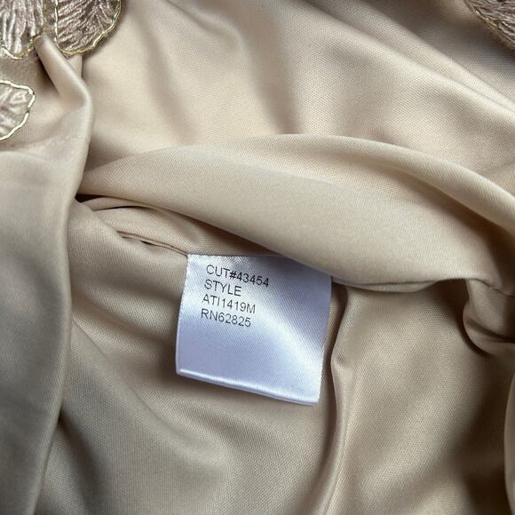 Tadashi Shoji Chloe Embroidered Lace Tulle Illusion Boat Neck Gold Dress 10 - Picture 15 of 16